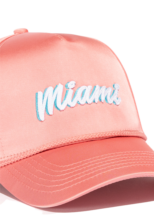 Miami Souvenir Hat (Pink Satin)