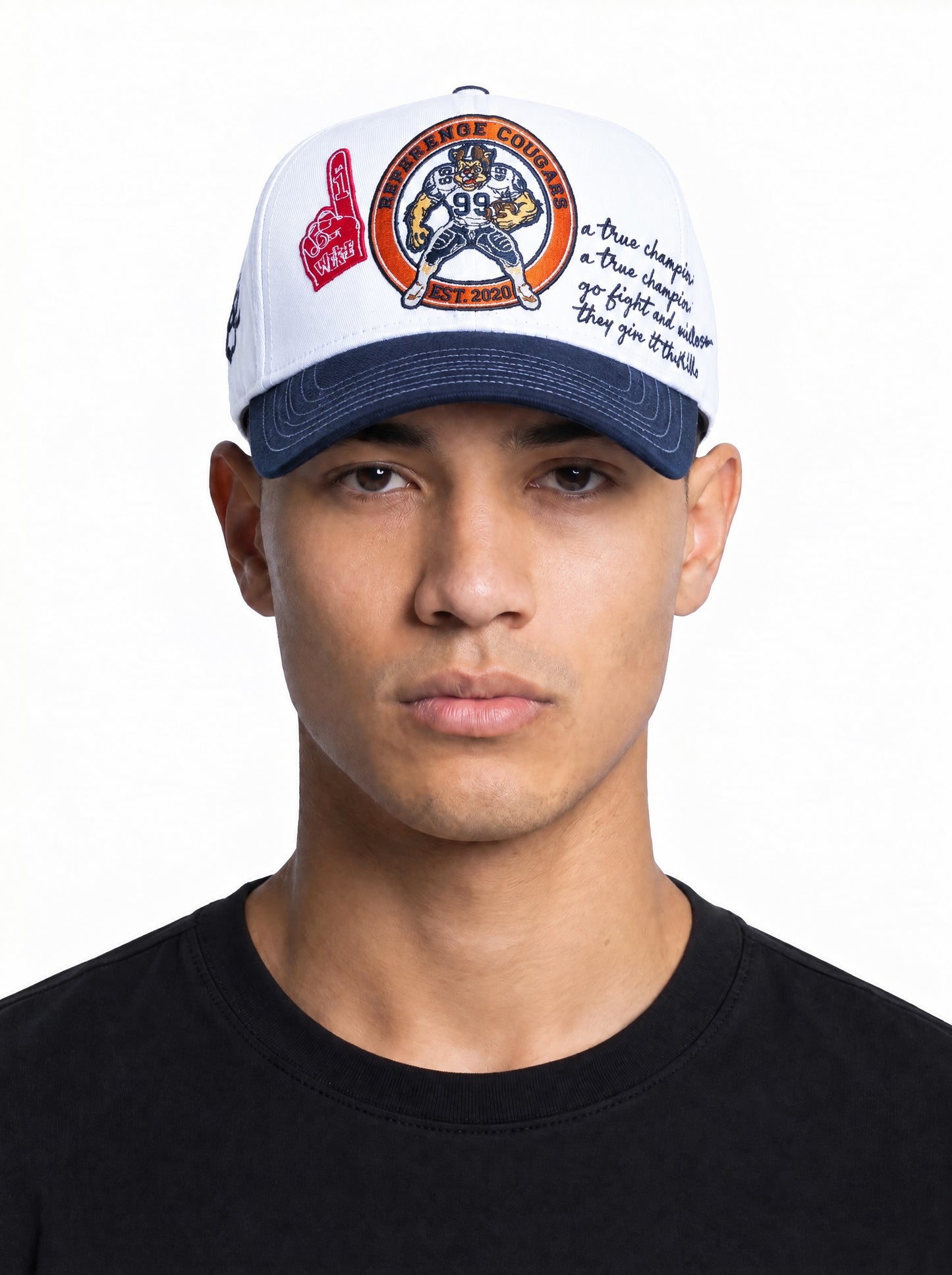 Cougar Script (White/Navy)