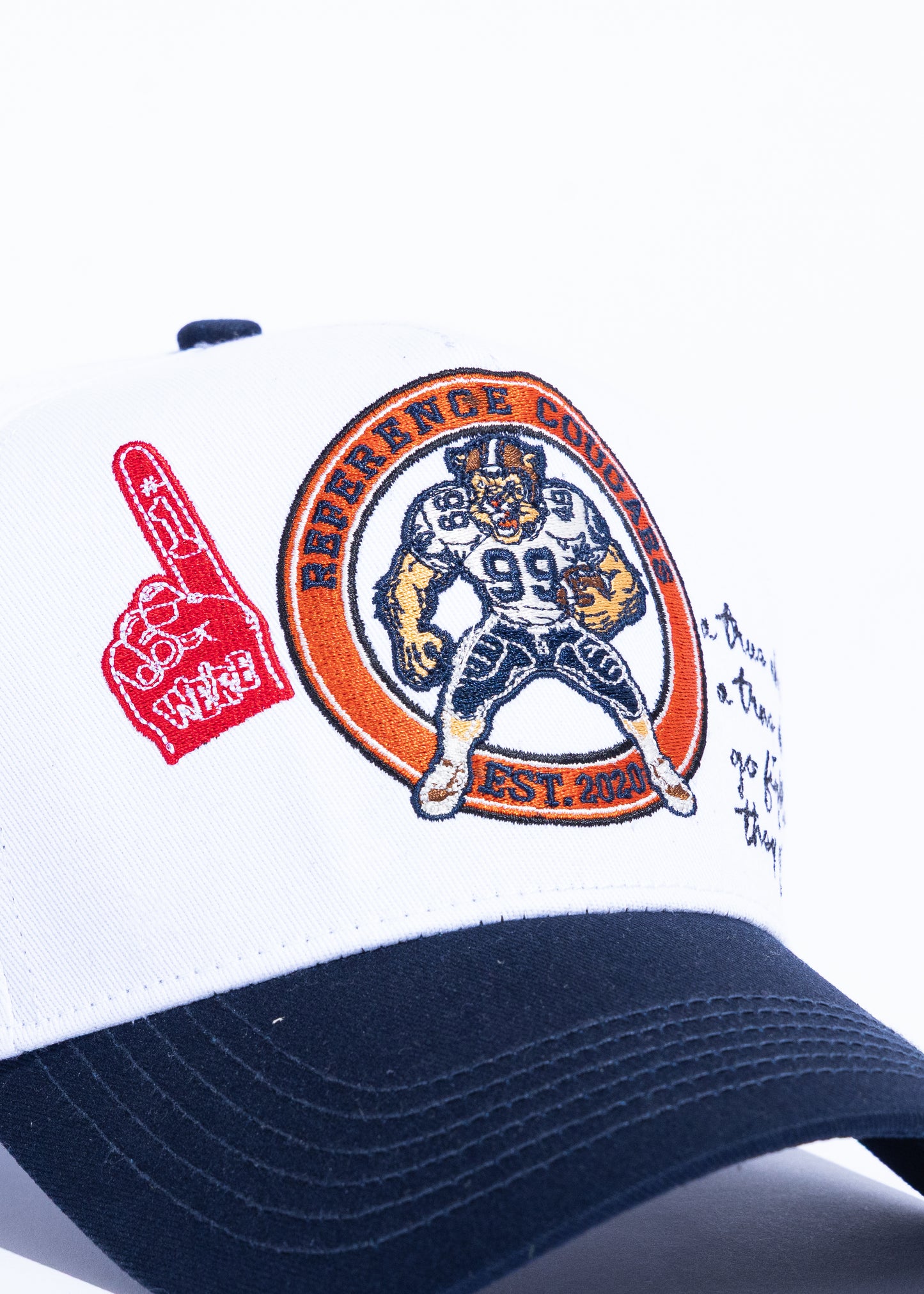 Cougar Script (White/Navy)